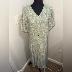 Citrus Brand Cottagecore Green Floral Puff Sleeve Maxi Dress- Size XS